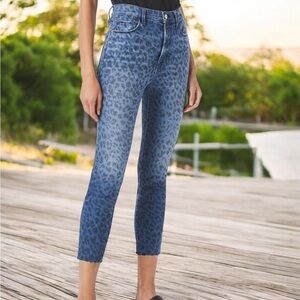 Frame Denim Ali High Rise Cigarette Jean in Black Leopard 25